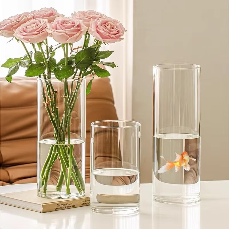 Hydroponic Tower - アクリル製透明円筒型花瓶。割れにくく、高さがあり、大容量。結婚式やパーティーの装飾、水耕栽培用の花瓶として最適。