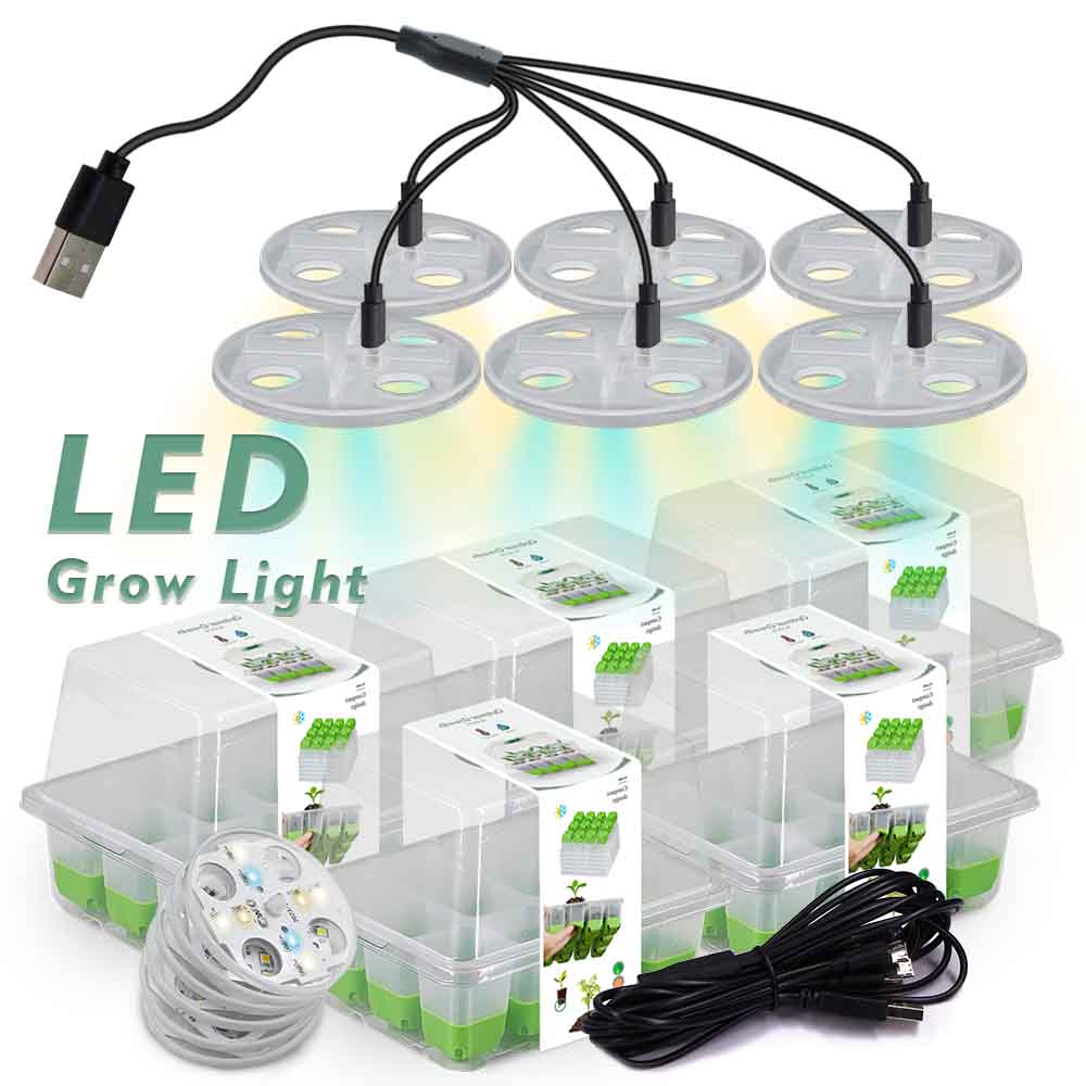 Indoor Garden Kit - LED 成長ライト苗スタータートレイキット透明カバー付き屋内庭温室花植物苗床発芽ボックス