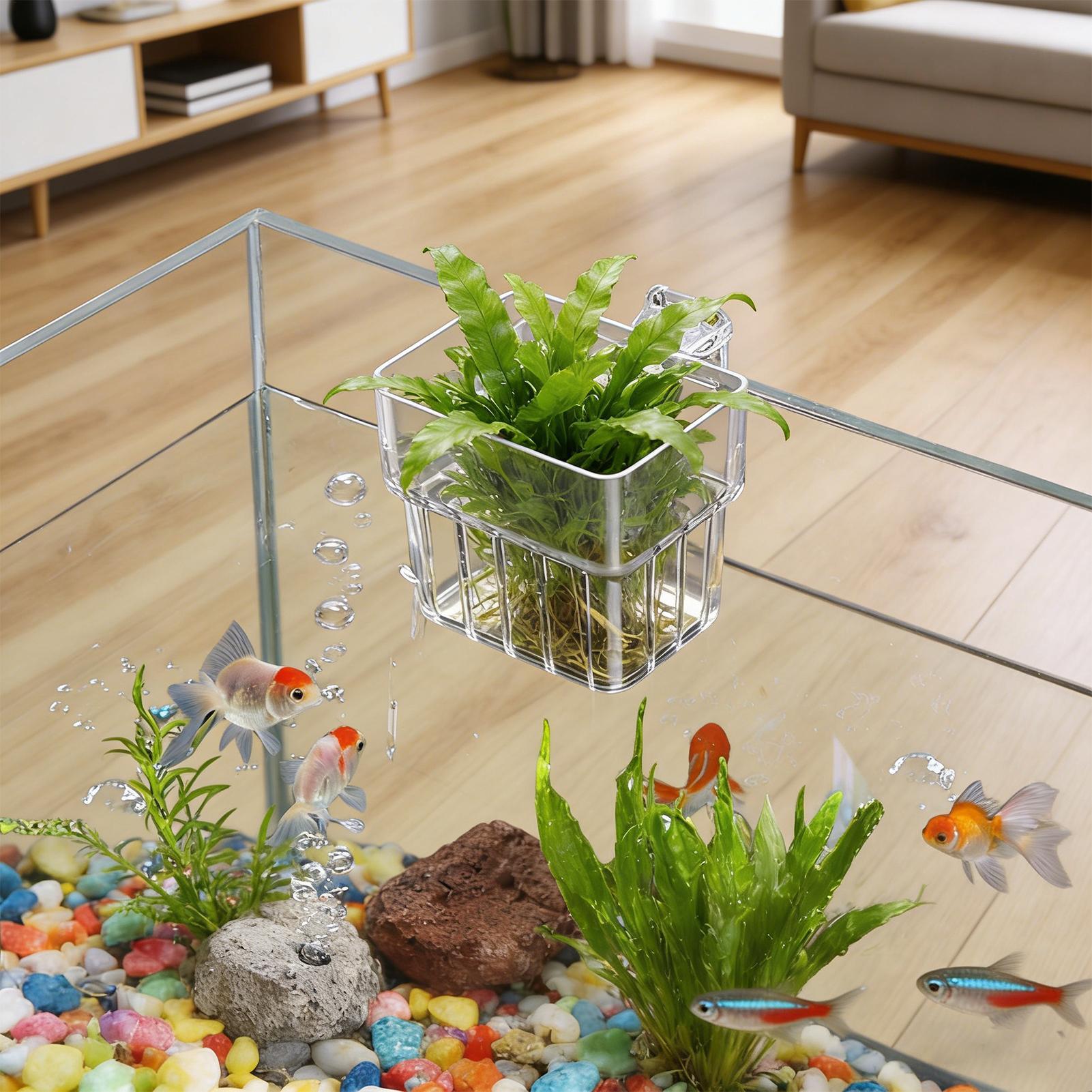 Hydroponic Grow Pod - 透明な吊り下げ式水槽植物ホルダーポット、水槽水耕栽培システム、屋内職場装飾、栽培装飾用