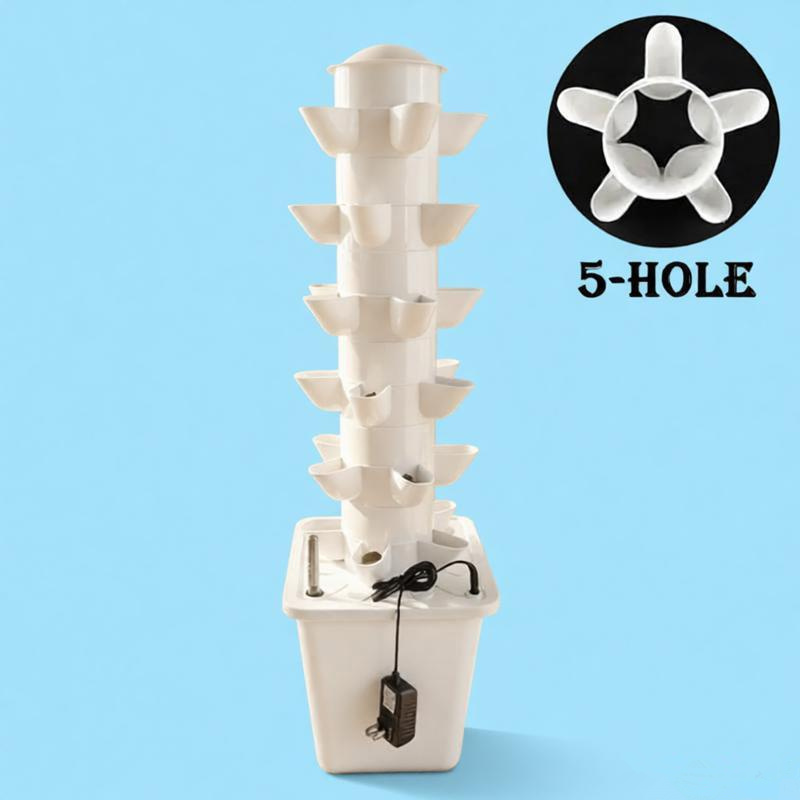 Hydroponic Tower - 水耕栽培キット、6段式30鉢の水耕栽培タワー。ハーブ、果物、野菜を栽培するのに最適。ガーデニング愛好家におすすめ。