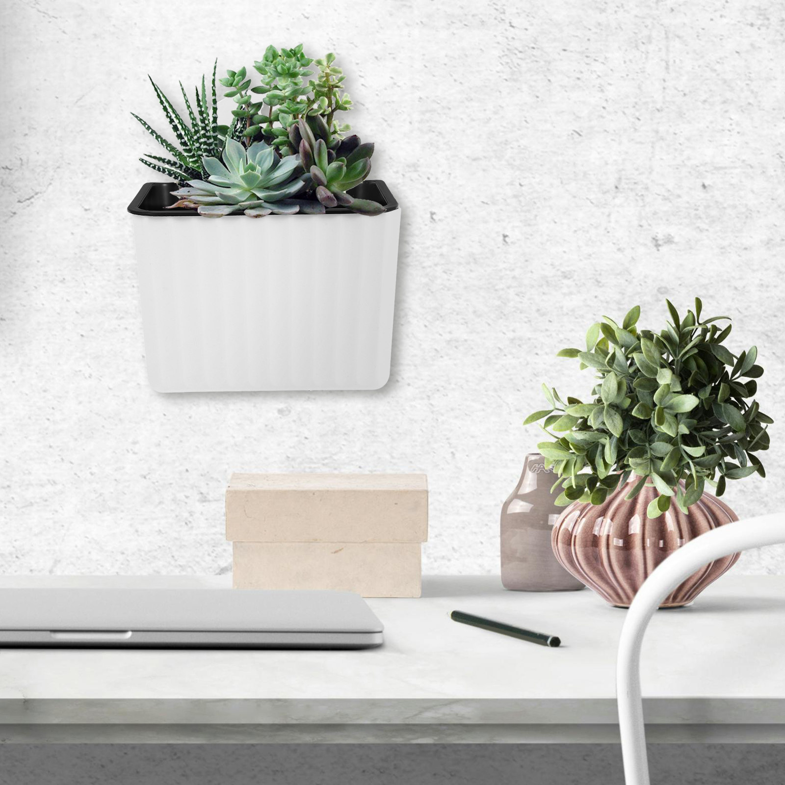 Self Watering Planter - 2個セット 壁掛けフラワーポット 自動給水プランター プラスチック製吊り下げプランター 室内/屋外 自動給水