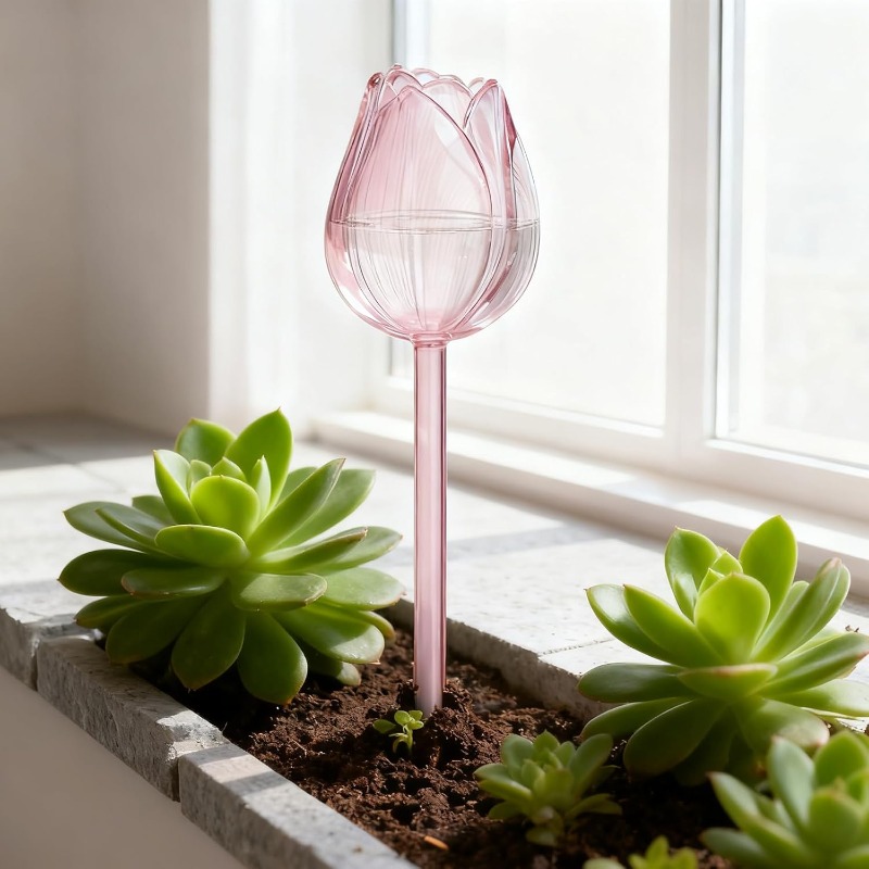 ピンクのチューリップ型水やりボール 自動給水器 室内および屋 - Plant Sensor のレビューと価格
