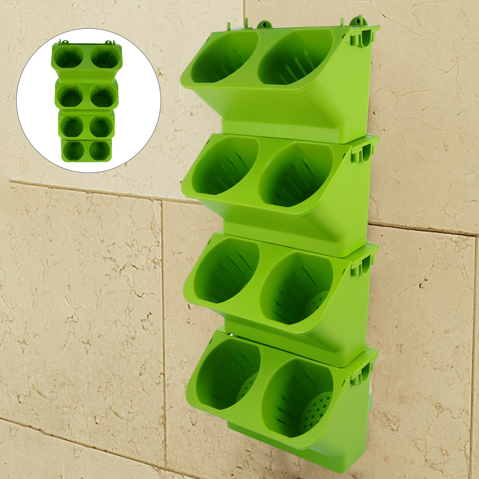 4個セット 垂直壁掛けプランターセット 自動給水 2段式背景 - Self Watering Planter のレビューと価格