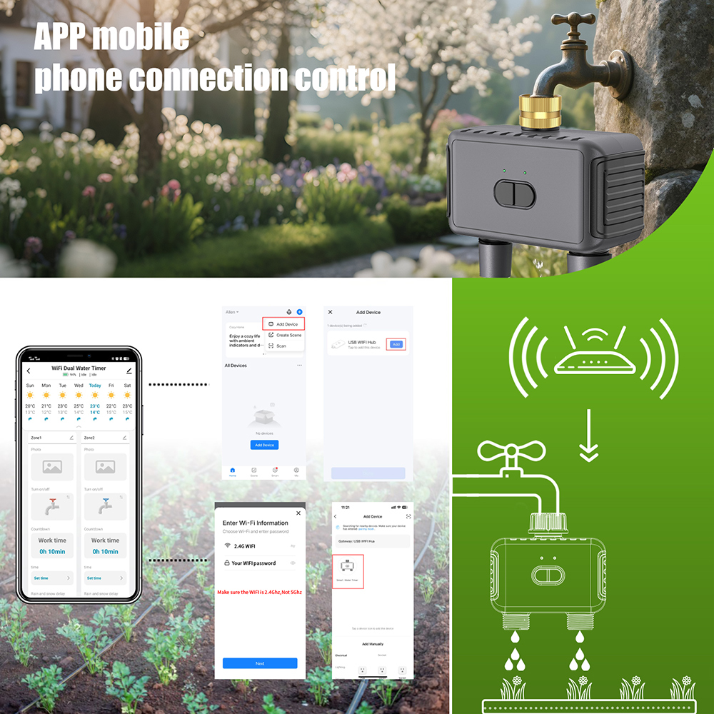 Wifi自動散水タイマー デュアルホース ガーデン灌漑システ - Smart Garden Kit のレビューと価格