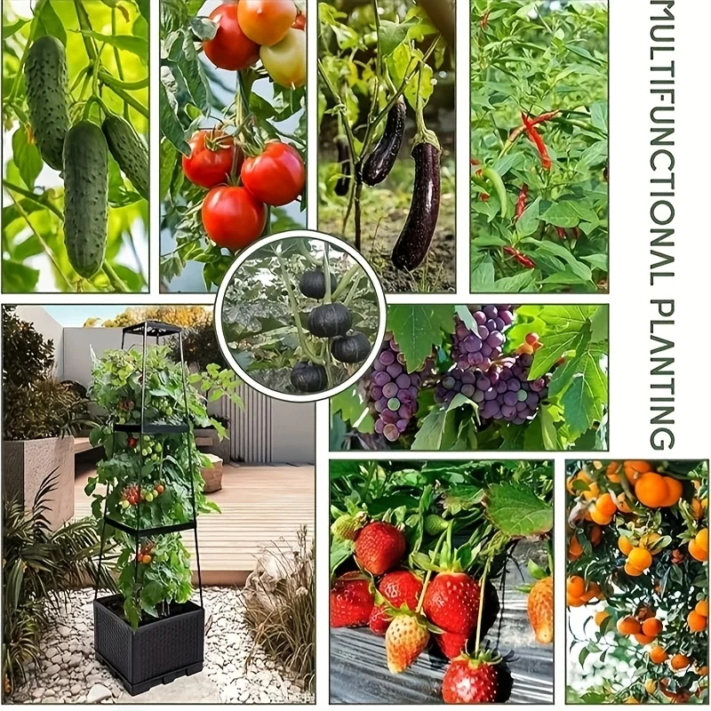 自動給水式植栽ボックスとトレリス付きトマトタワー - つる性 - Hydroponic Tower のレビューと価格