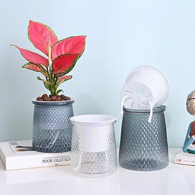 2024 透明自己散水植木鉢プラスチック植木鉢二層自動怠惰な - Hydroponic Grow Pod のレビューと価格