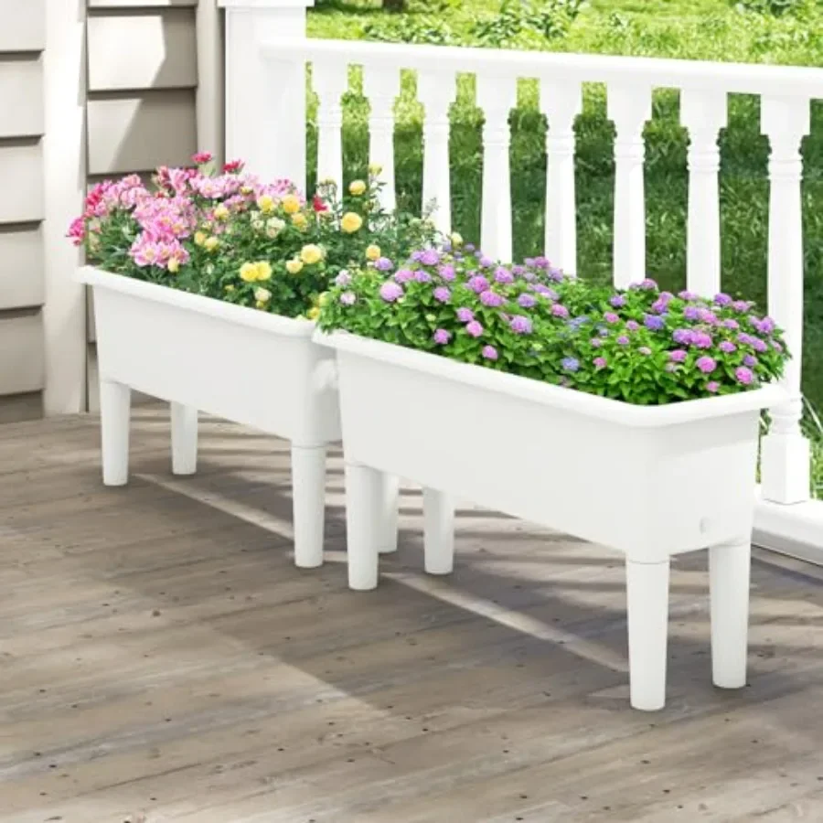 屋外用プランターボックス2個セット。水やりが簡単な構造で、脚 - Self Watering Planter のレビューと価格