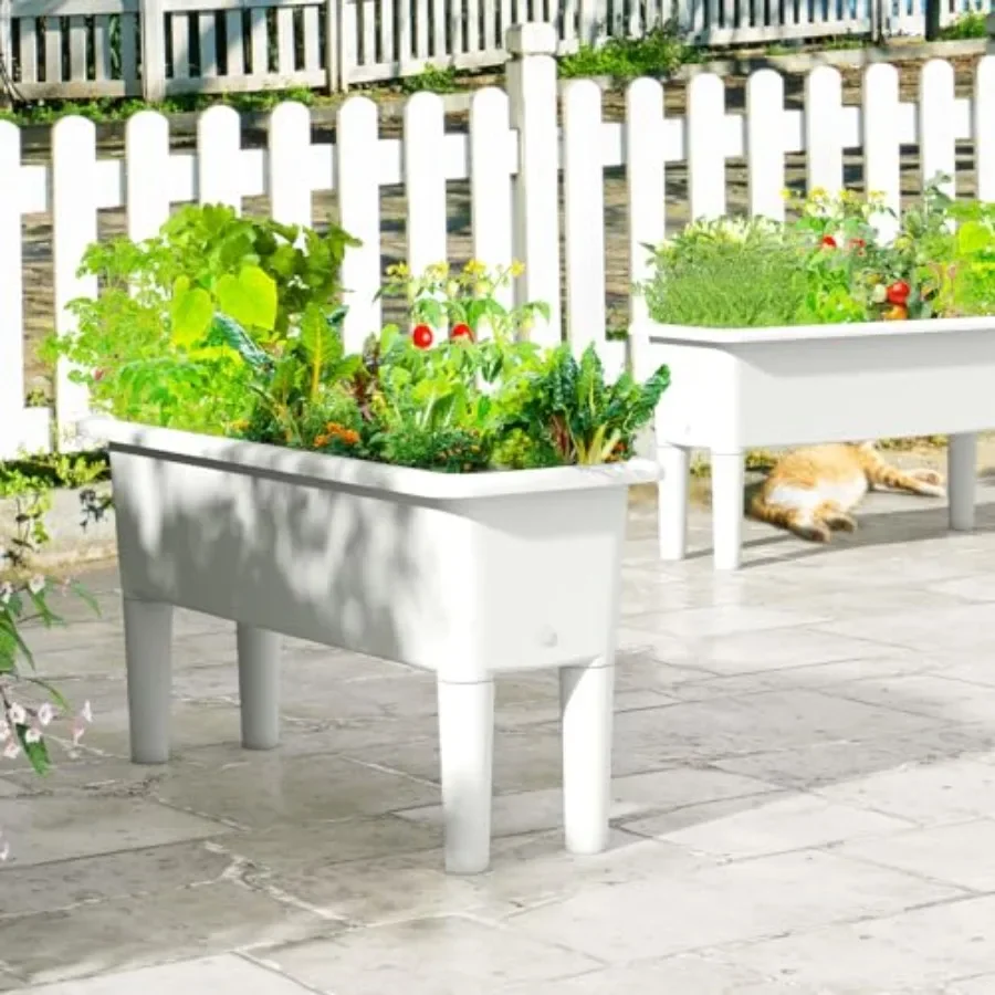 屋外用プランターボックス2個セット。水やりが簡単な構造で、脚 - Self Watering Planter のレビューと価格
