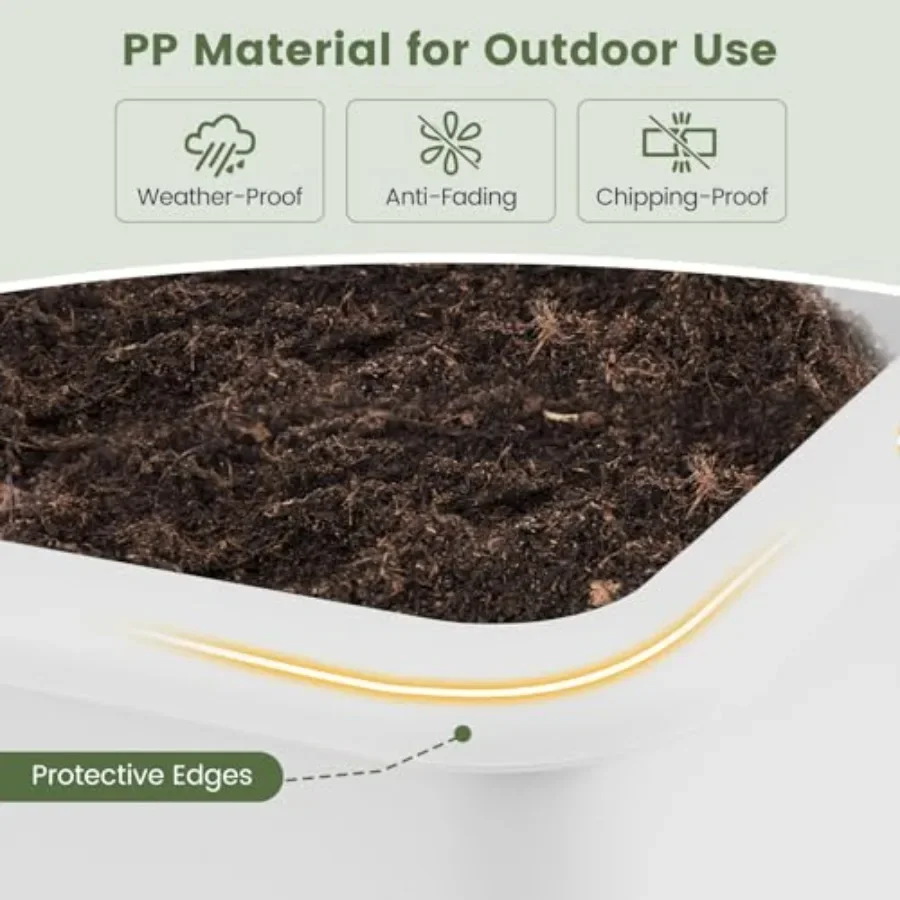 屋外用プランターボックス2個セット。水やりが簡単な構造で、脚 - Self Watering Planter のレビューと価格
