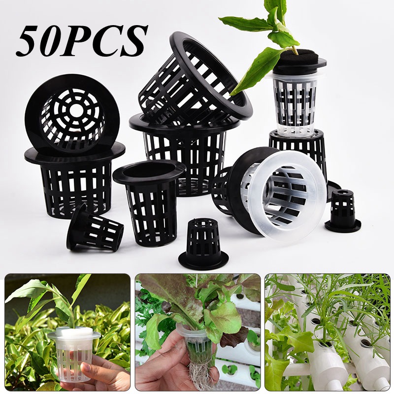 50個入り黒白土を使わないメッシュ植物育成ポット、ネットバス - Hydroponic Grow Pod のレビューと価格