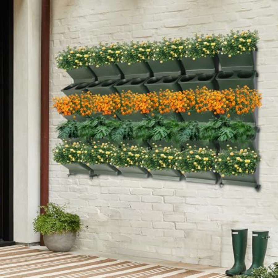 バルコニーや庭用の垂直壁掛けプランター、耐久性のある生地製、 - Self Watering Planter のレビューと価格