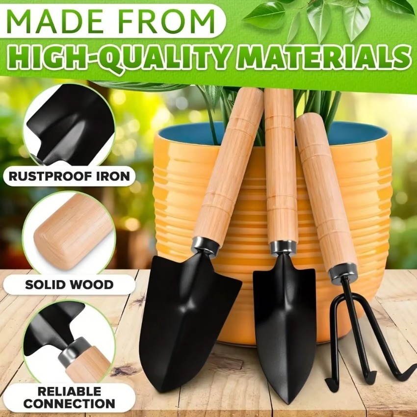 3点セット ミニガーデニングツールセット 携帯用熊手、移植ス - Indoor Garden Kit のレビューと価格